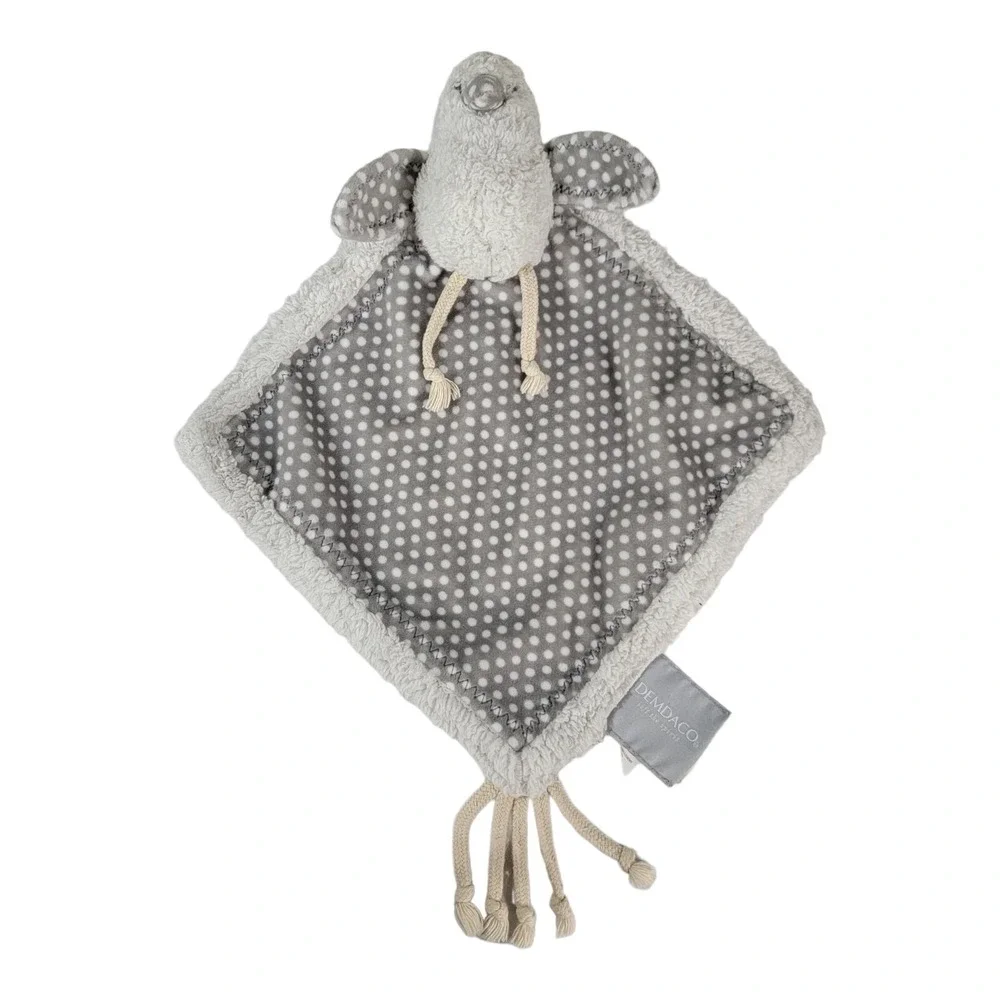 Demdaco‎ Bennett Birdie Plush Bird Lovey Gray Polk Dot Security Blanket HTF